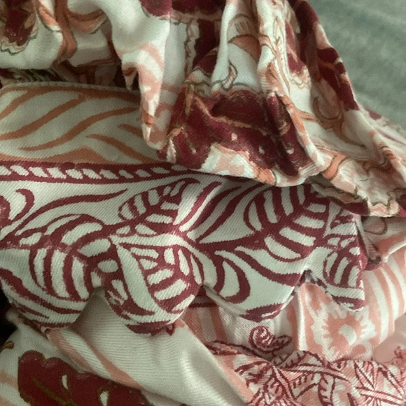 Ash & Eden Idika Pintuck Maxi Umbrella Dress Pink Chink Sz S Block Print Roman - Picture 7 of 13